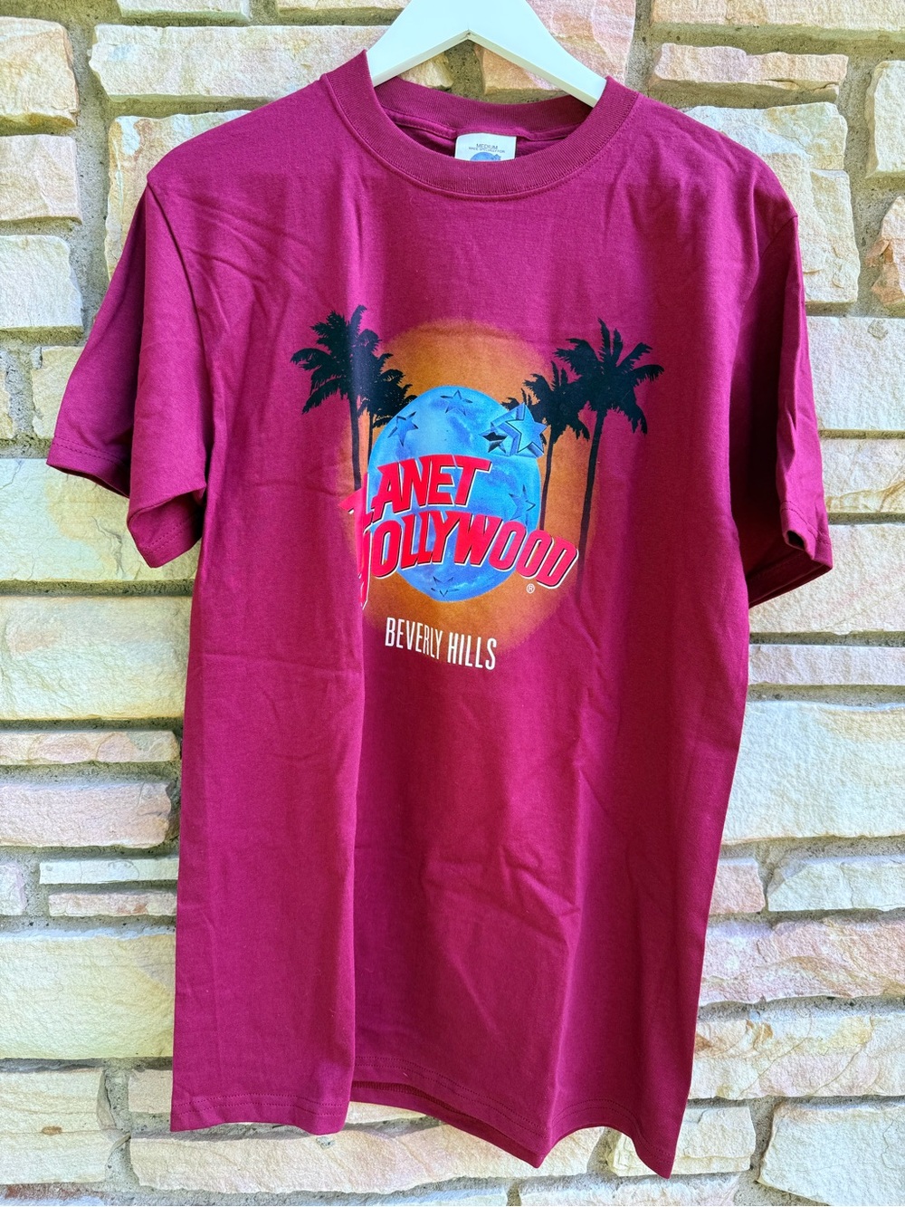 Planet Hollywood Beverly Hills Graphic Tee - Burgundy NWOT Sz. M